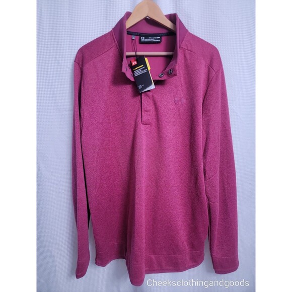 NWT Under Armour Maroon Coldgear Golf Loose 1/4 Snap Pullover Mens size XXL - Picture 1 of 5